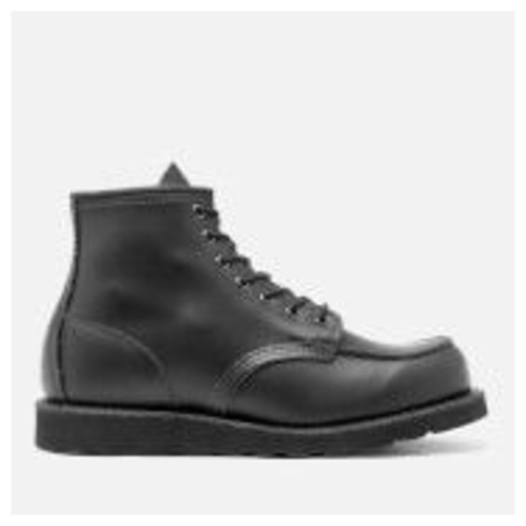 Red Wing Men's 6 Inch Moc Toe Leather Lace Up Boots - Black Chrome - UK 11/US 12