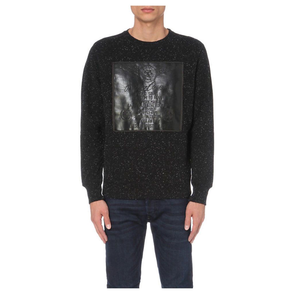 DIESEL S-joe rubber-panel cotton-jersey sweatshirt, Men's, Size: Medium, Black