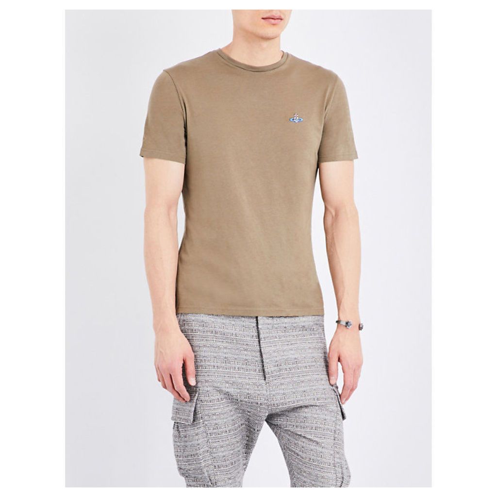 Vivienne Westwood Brand-logo crewneck cotton-jersey t-shirt, Mens, Size: XXL, Olive