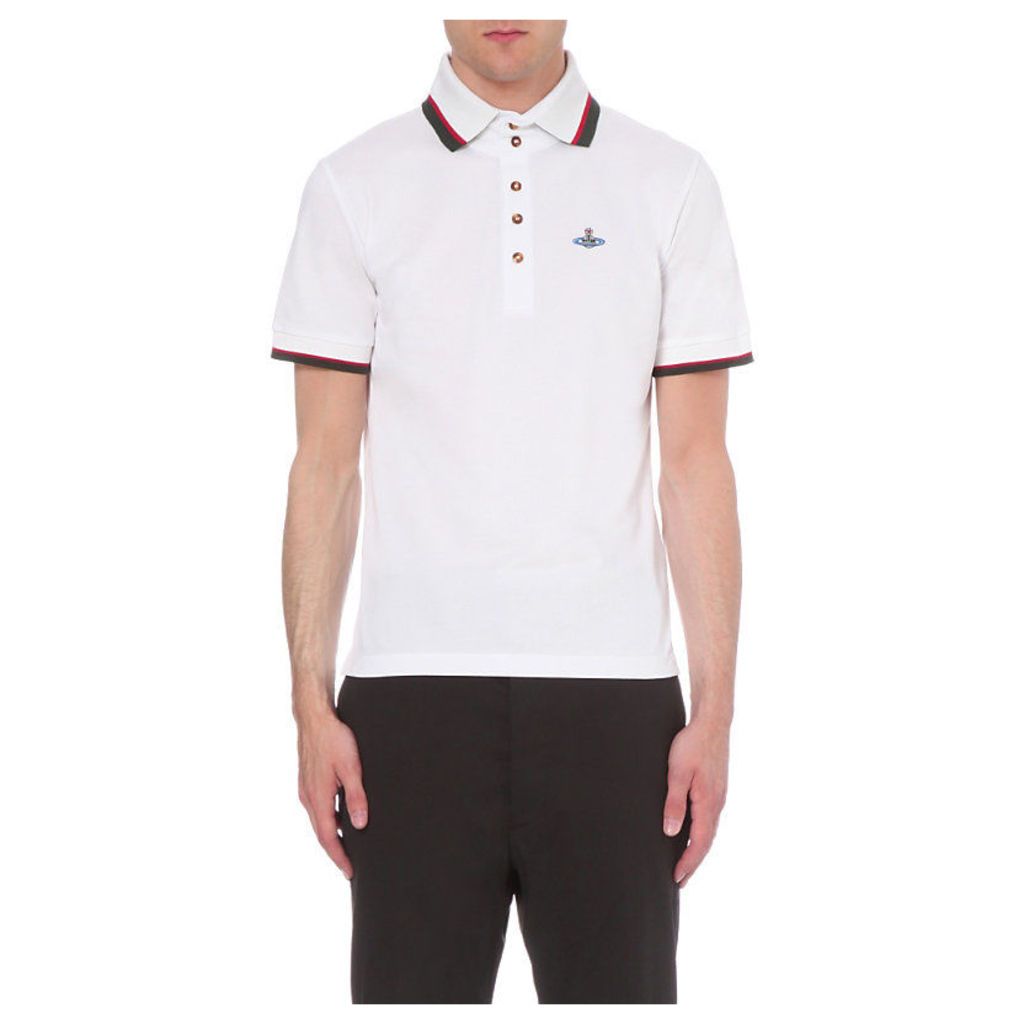 Vivienne Westwood Striped-Trim Cotton-PiquÃ© Polo Shirt, Men's, Size: XS, White