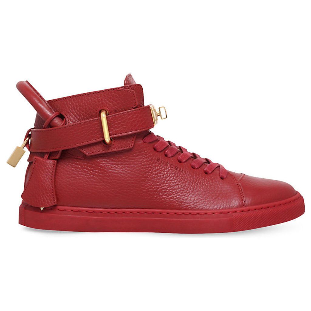 Buscemi 100mm Grained-Leather Trainers, Men's, EUR 40 / 6 UK MEN, Red