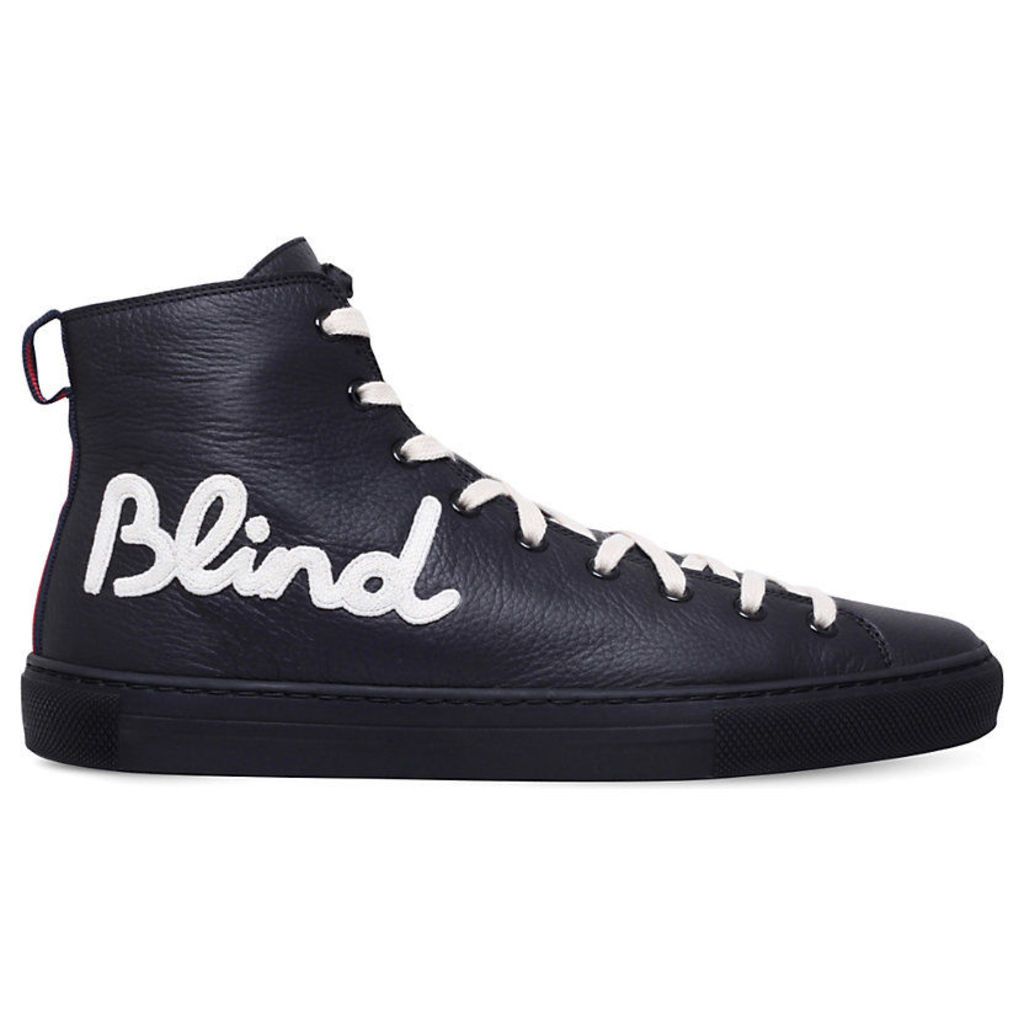 Gucci Major Blind for Love leather high-top trainers, Mens, Size: EUR 41 / 7 UK MEN, Black