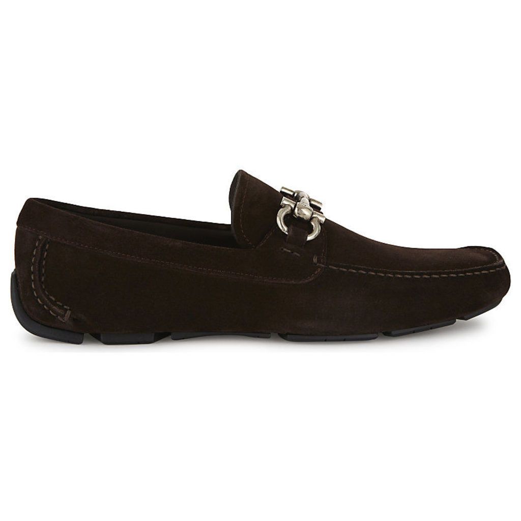SALVATORE FERRAGAMO Parigi leather driving shoes, Men's, Size: Dark Brown