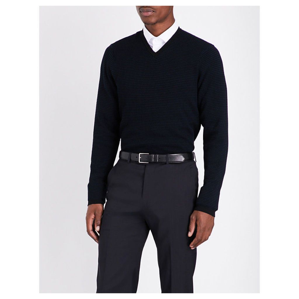 V-neck knitted jumper, Men's, Size: 40, Black