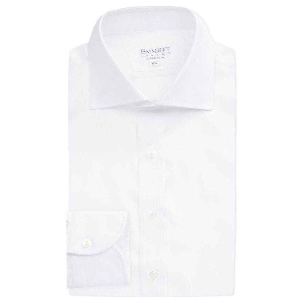 Emmett London Slim-fit single-cuff cotton shirt, Mens, Size: 16.5, White twill