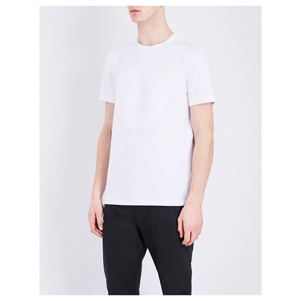 Hugo Boss Embossed-logo cotton-jersey t-shirt, Mens, Size: M, White