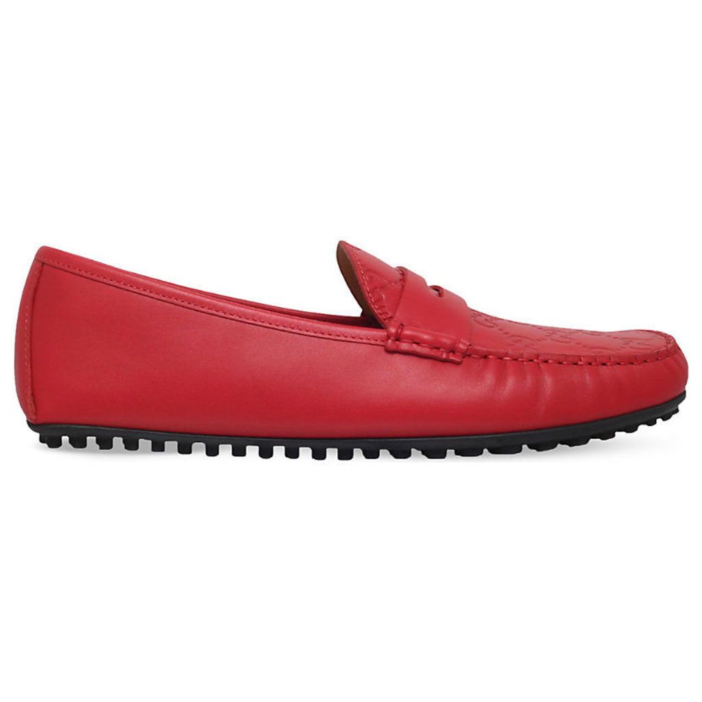 Gucci Kanye logo-embossed leather driving shoes, Mens, Size: EUR 43 / 9 UK MEN, Red