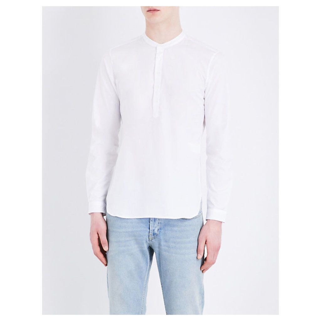 Sandro mandarin-collar cotton shirt, Mens, Size: L, White