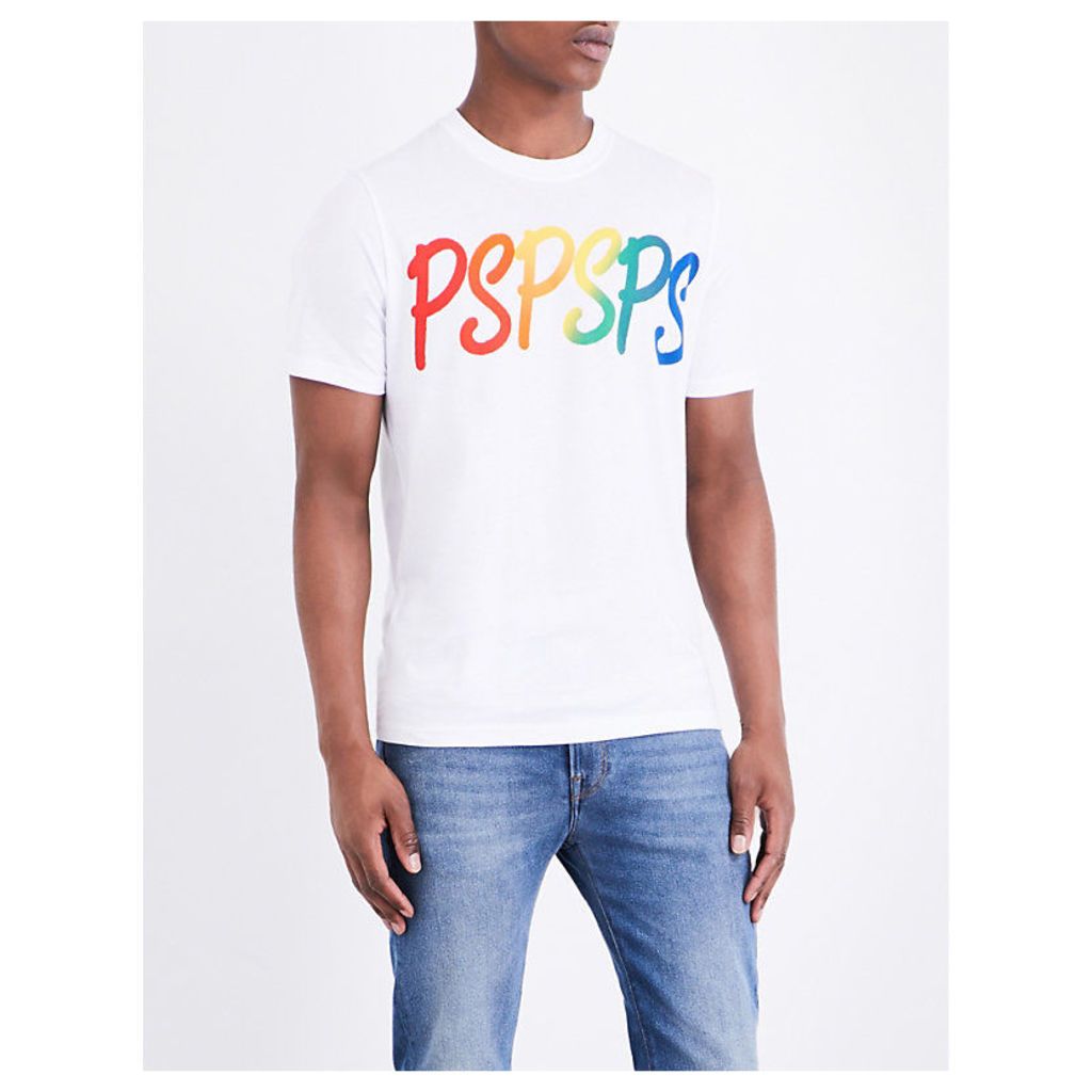 Ps By Paul Smith Multi-logo cotton-jersey T-shirt, Mens, Size: XL, White
