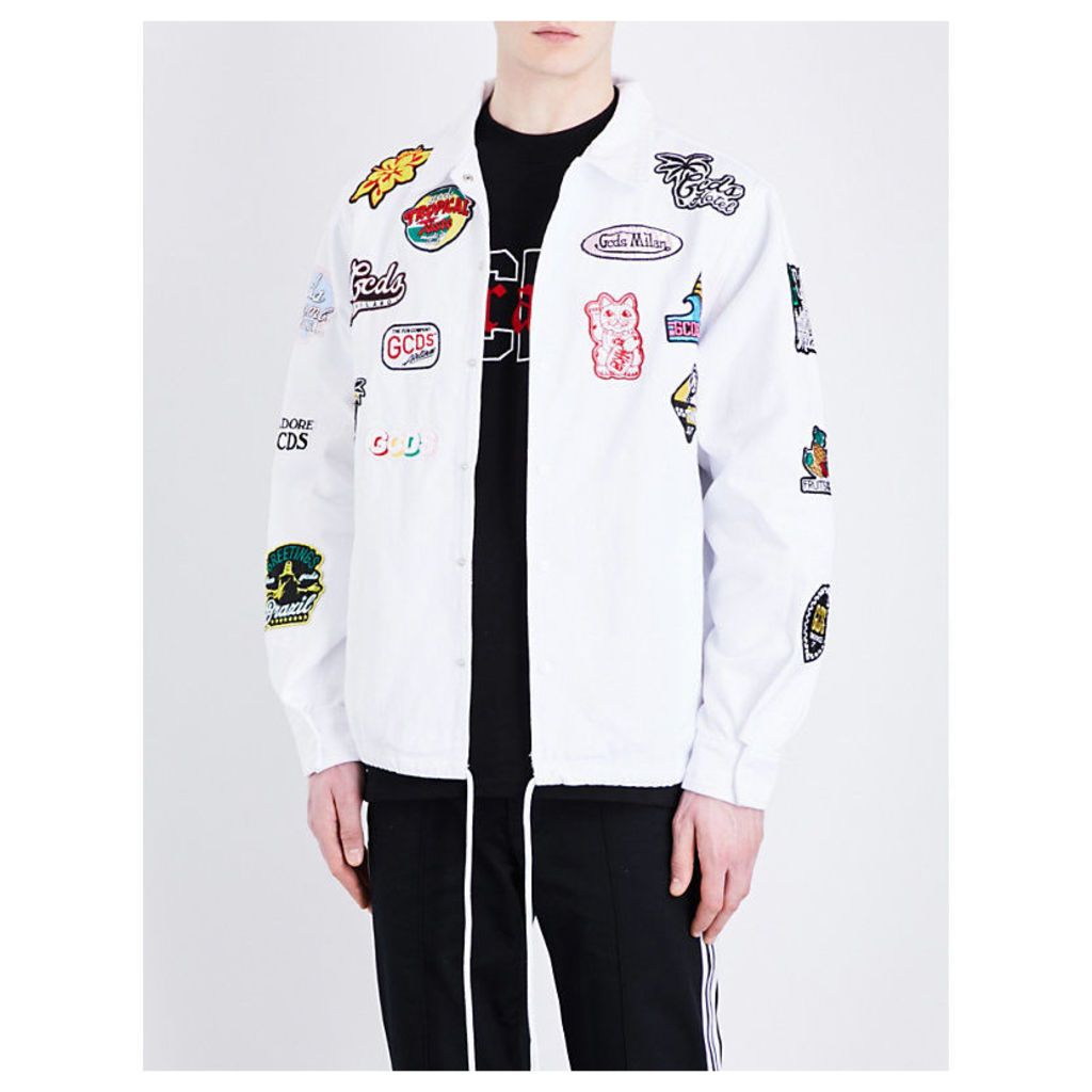 Embroidered-patch cotton-twill jacket