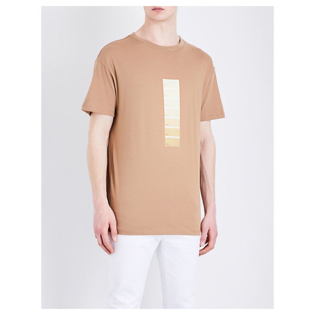 424 Pantone cotton-jersey T-shirt, Mens, Size: Extra Large, Camel Brown