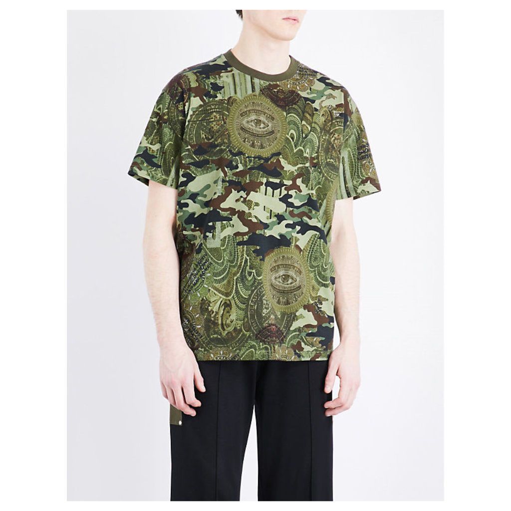 Givenchy Camouflage-print cotton T-shirt, Mens, Size: S, Green