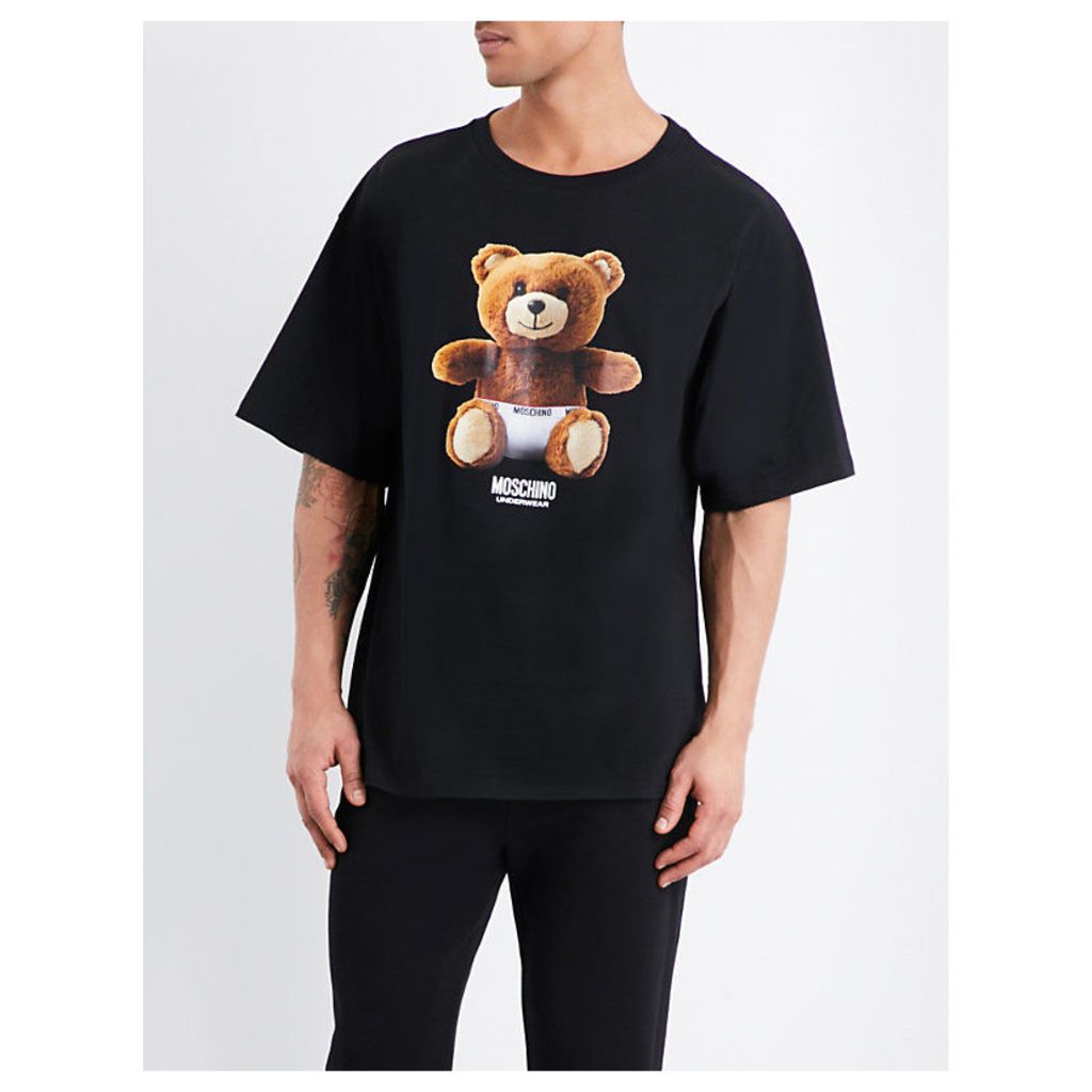 Moschino Teddy bear-print cotton T-shirt, Mens, Size: XL, Black