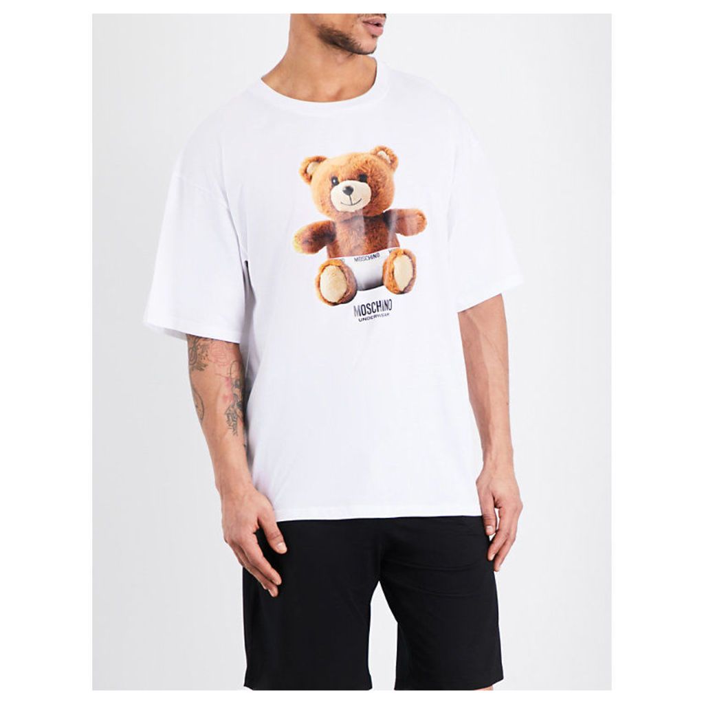 Moschino Teddy bear-print cotton T-shirt, Mens, Size: M, White