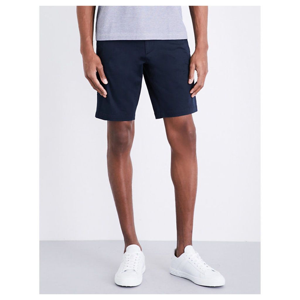 Hugo Boss Slim-fit mid-rise poplin shorts, Mens, Size: 36, Navy
