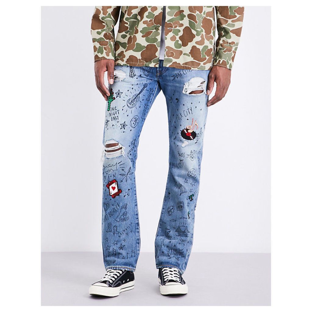 501 scribble-print regular-fit jeans