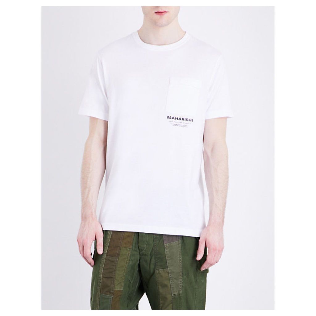 Maharishi Pocket-detailed cotton-jersey T-shirt, Mens, Size: S, White