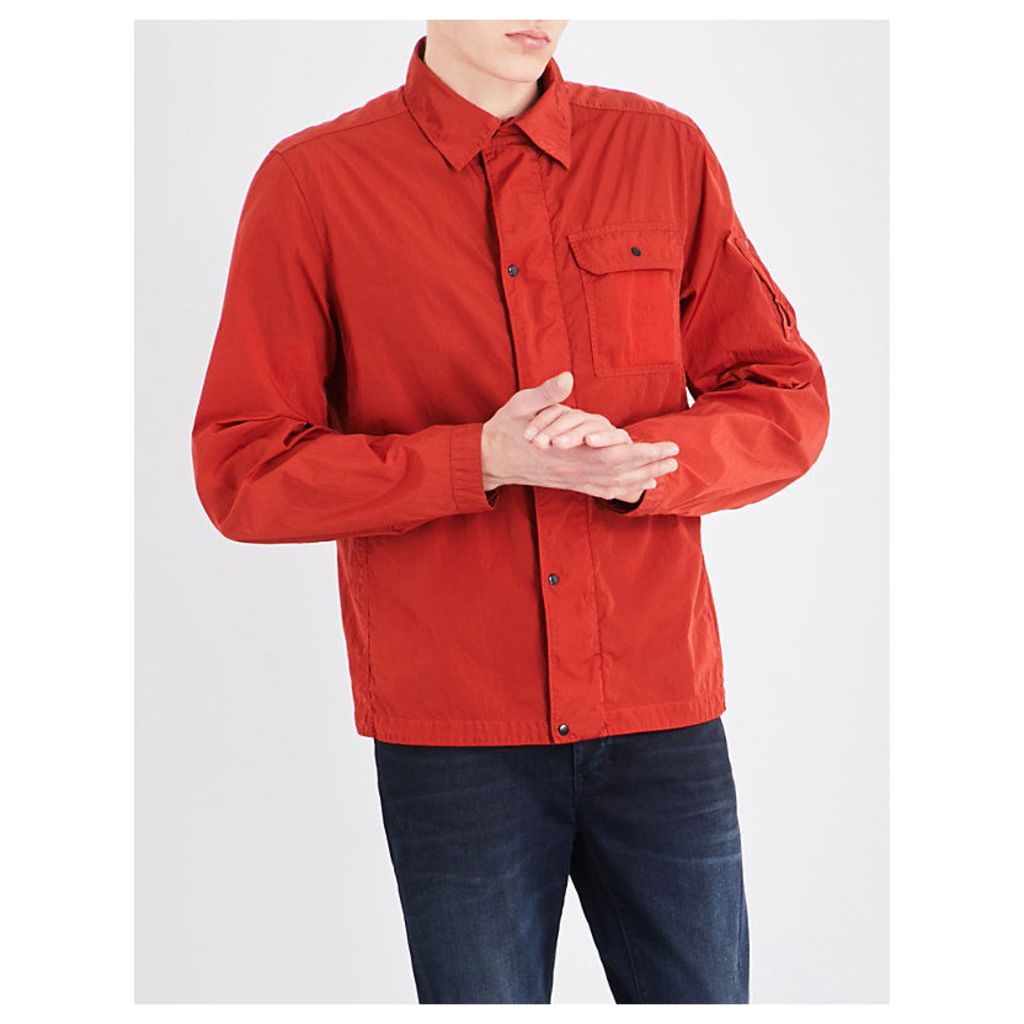 Cp Company Lens-detail taffeta overshirt, Mens, Size: 44, Red