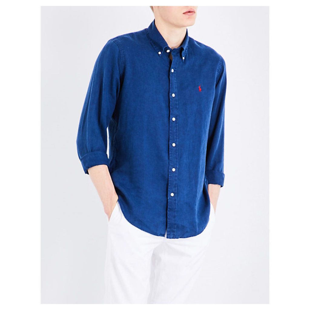 Polo Ralph Lauren Standard-fit linen shirt, Mens, Size: XL, Holiday navy