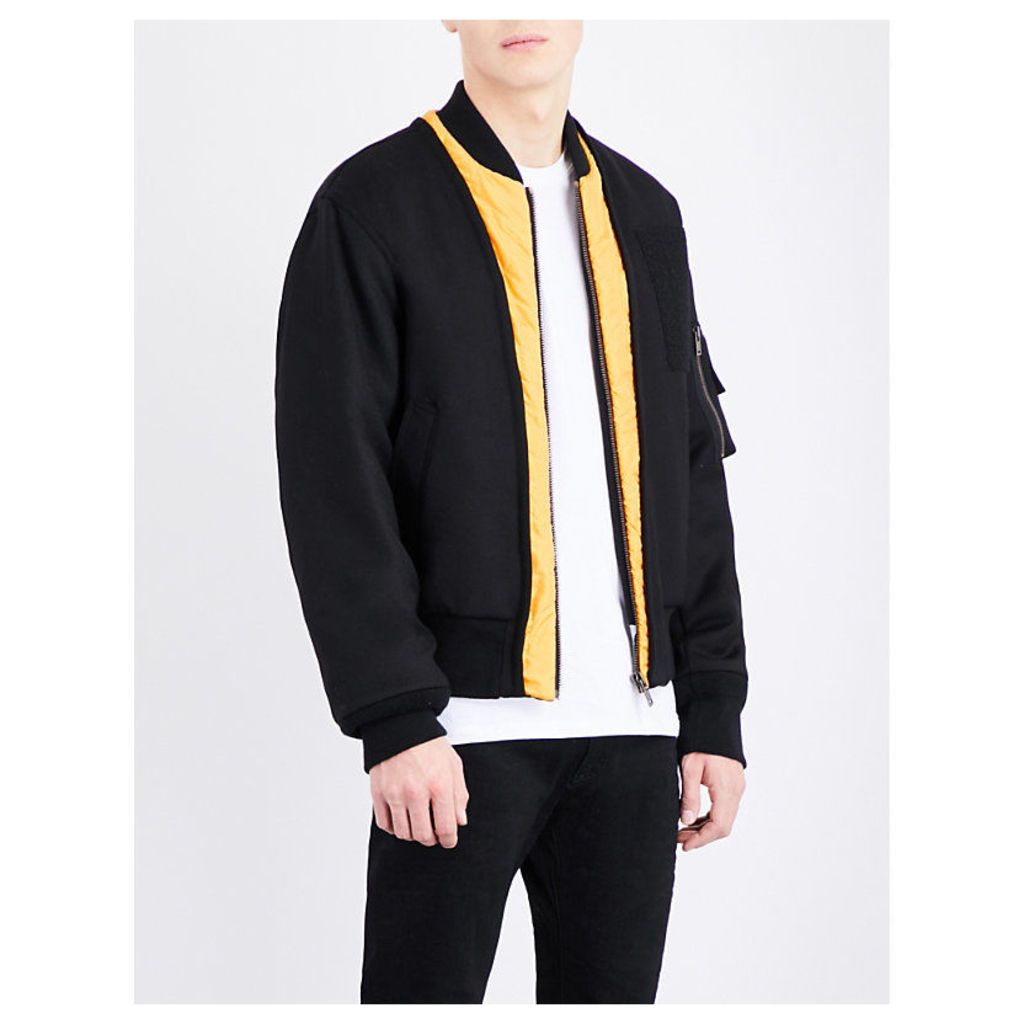 Maison Margiela Contrast-lapels wool bomber jacket, Mens, Size: 36, Black
