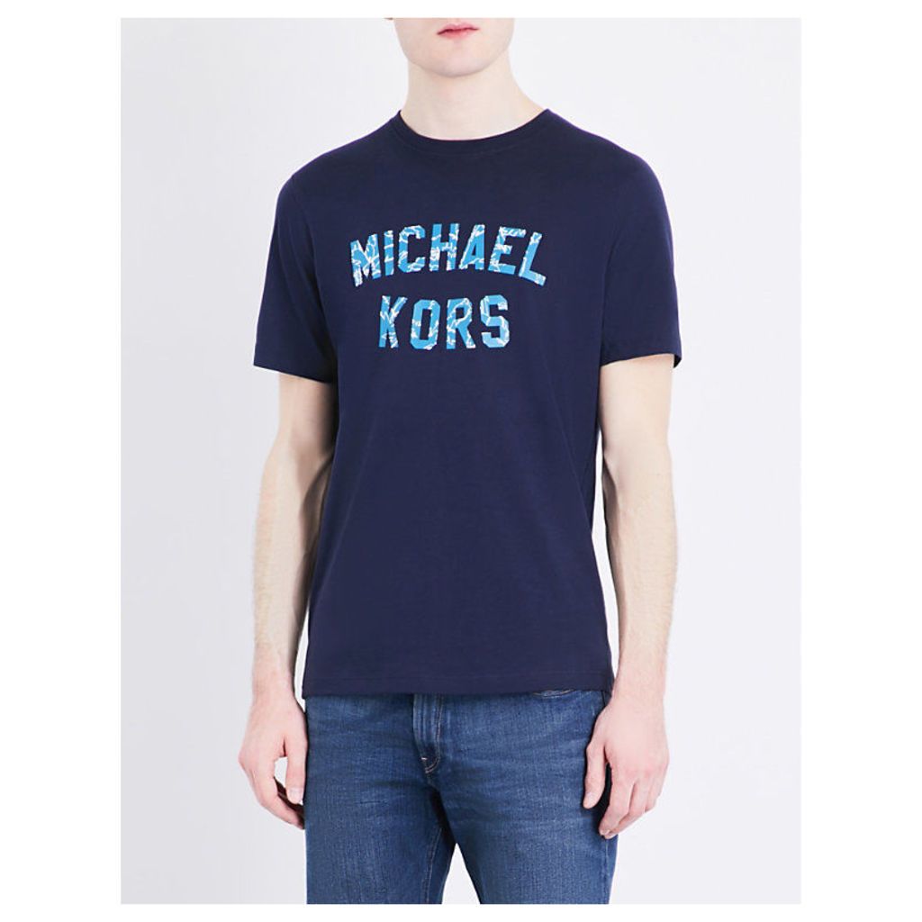 Michael Kors Varsity cotton-jersey T-shirt, Mens, Size: S, Navy