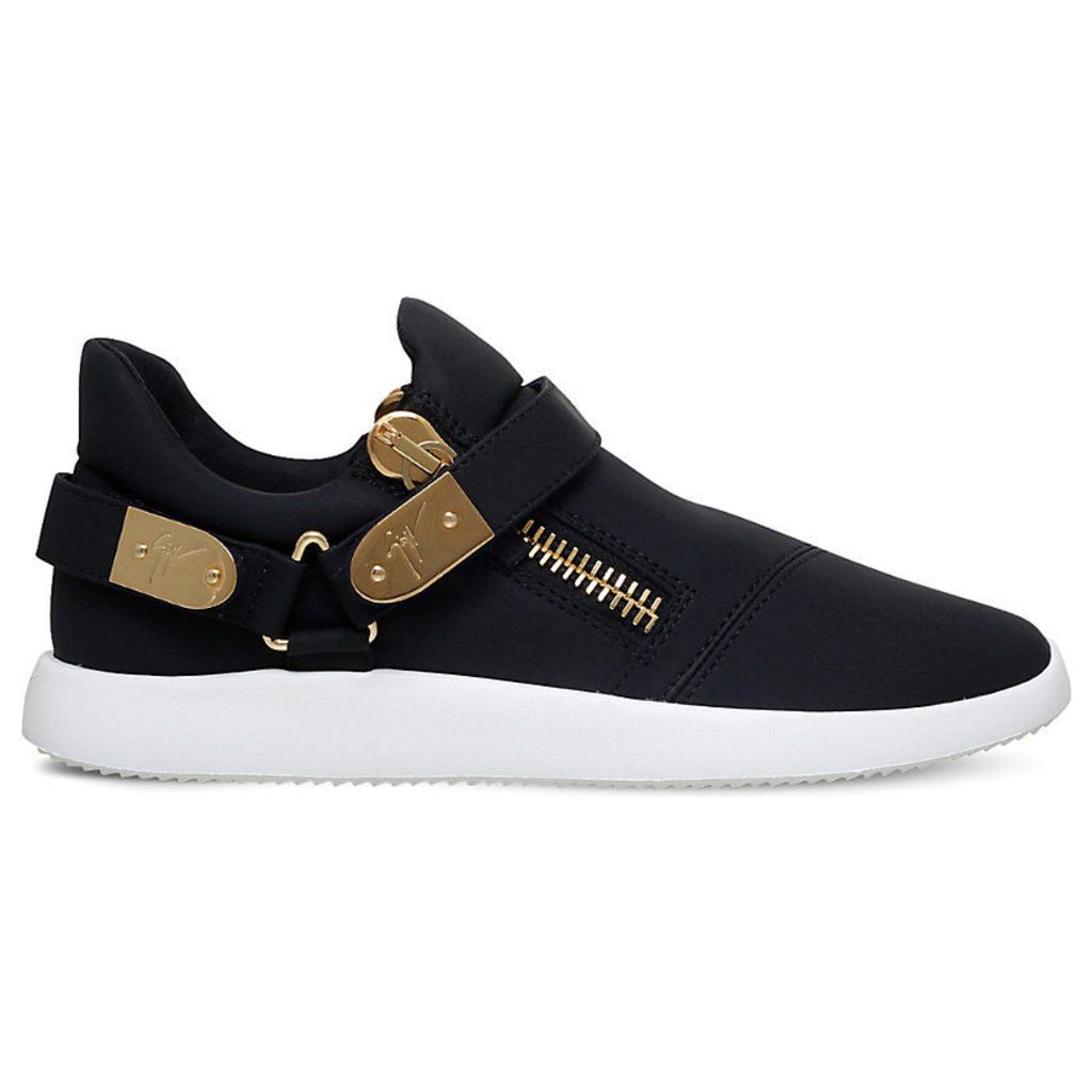 Giuseppe Zanotti Runner clasp-detail low-top leather trainers, Mens, Size: EUR 42 / 8 UK MEN, Black