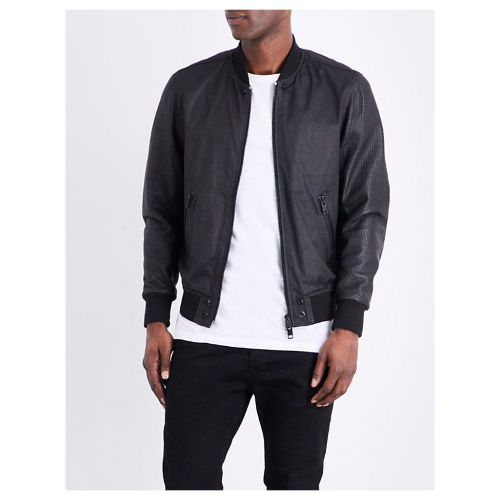Diesel L-Powell leather bomber jacket, Mens, Size: S, Black