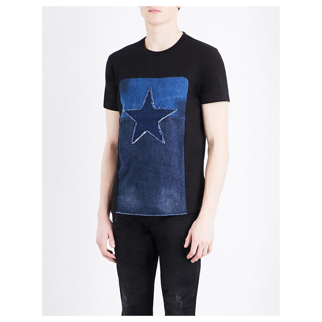 Diesel Davi star-detailed cotton-jersey T-shirt, Mens, Size: L, Black