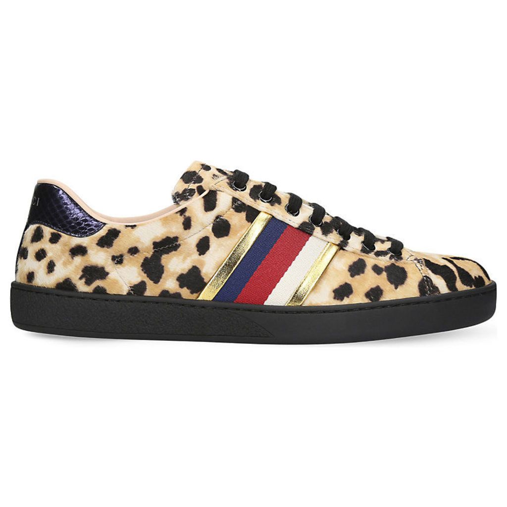 New Ace leopard-print pony-hair trainers