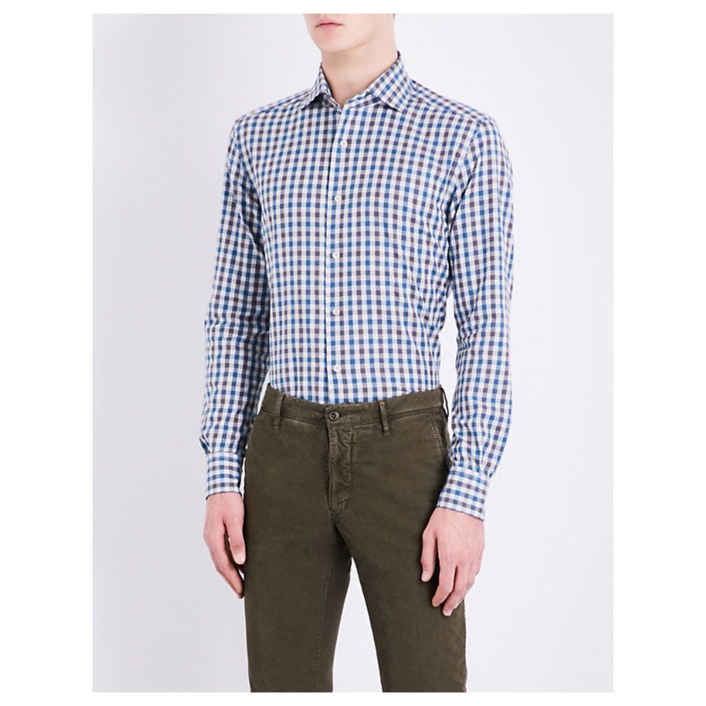 Regular-fit gingham checked cotton shirt