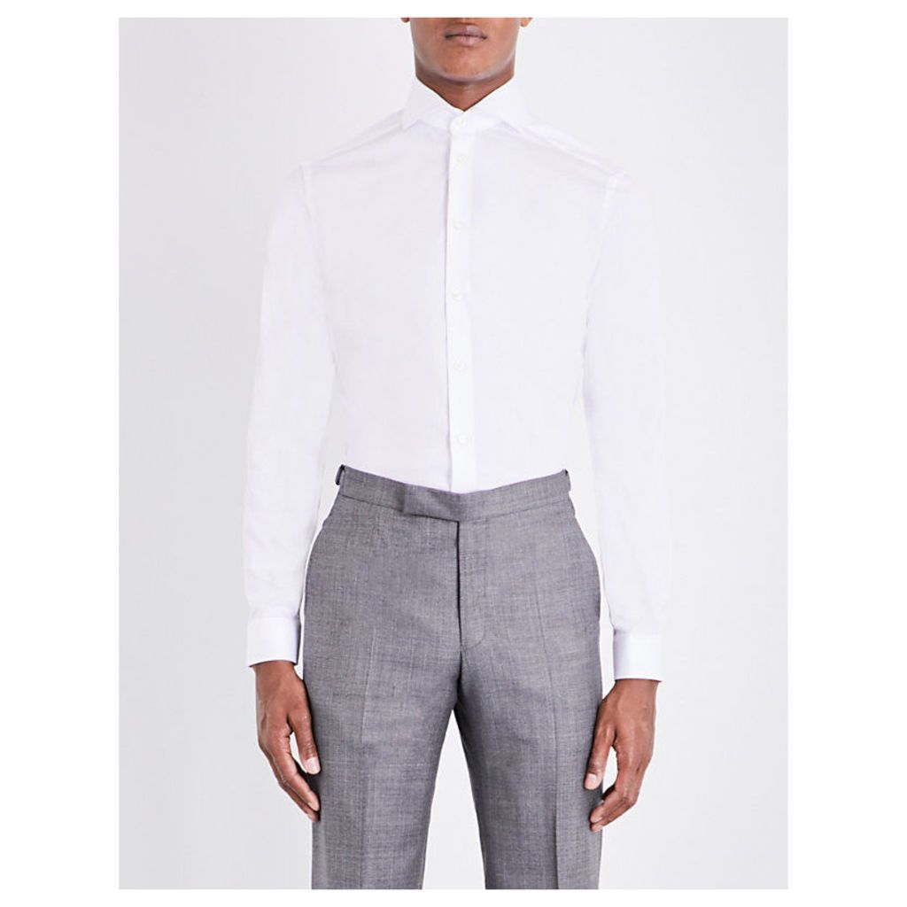 Eton Super slim-fit single-cuff cotton shirt, Mens, Size: 16.5, White