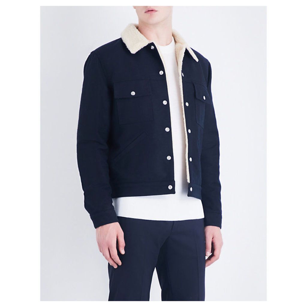 Faux-shearling cotton-drill jacket