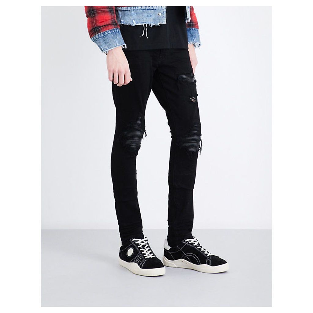 Leather patch slim-fit skinny jeans