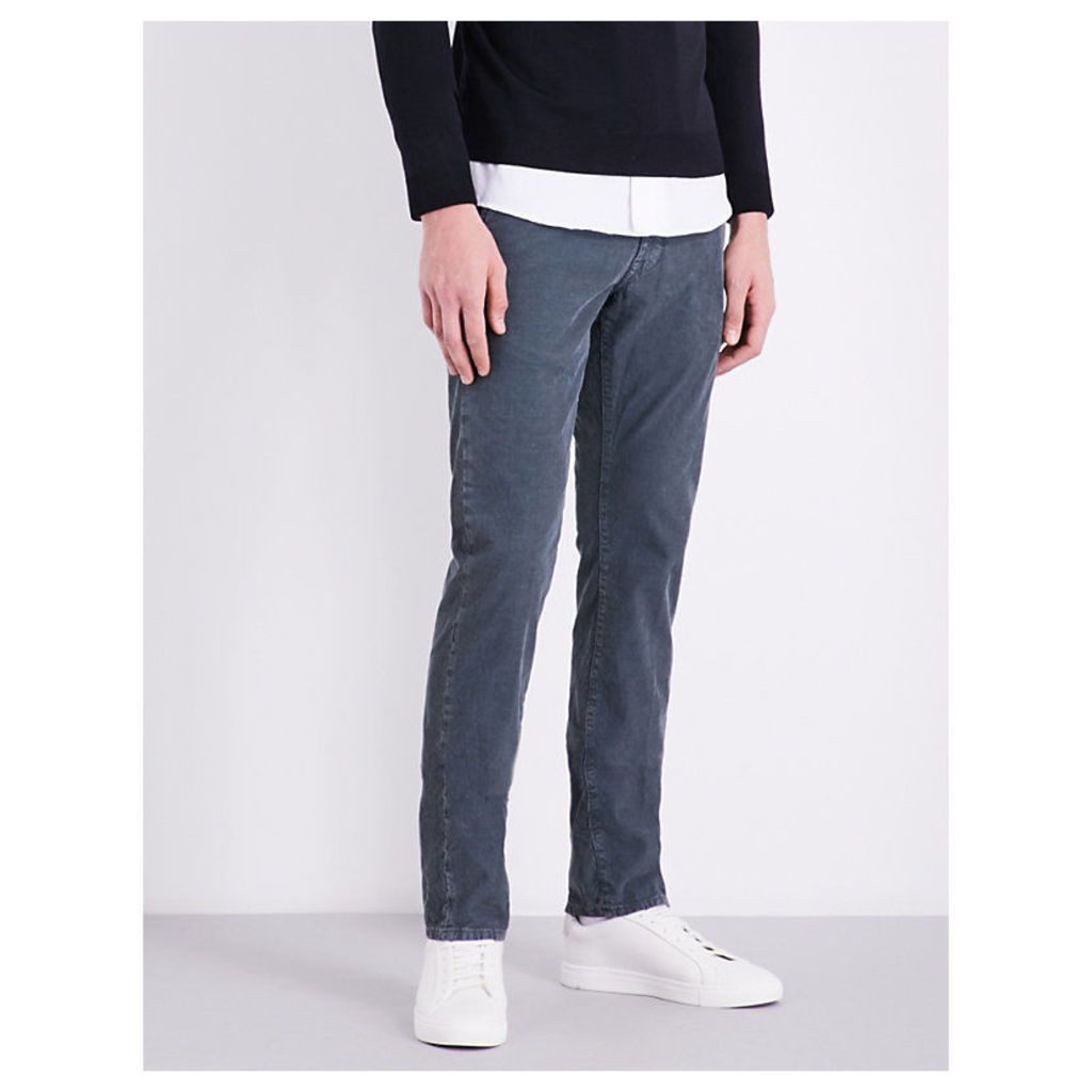 Slim-fit straight stretch-cotton corduroy trousers