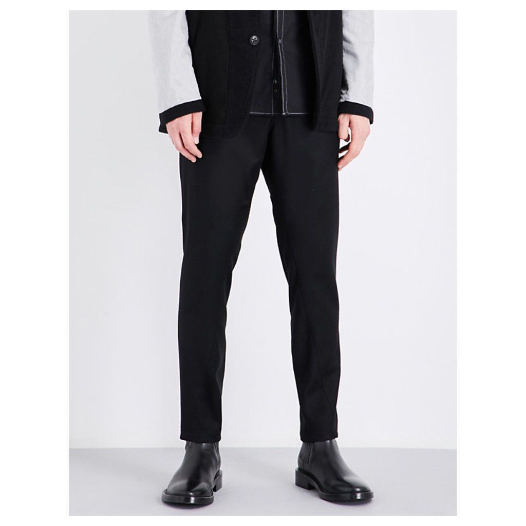 Drawstring-tie tapered regular-fit wool trousers