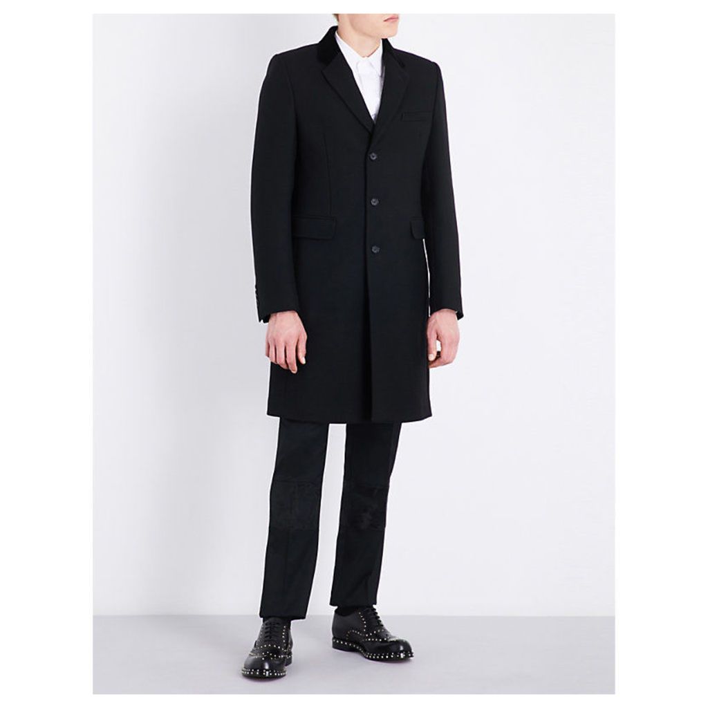 Alexander Mcqueen Velvet-trimmed wool and silk-blend coat, Mens, Size: 40, Black