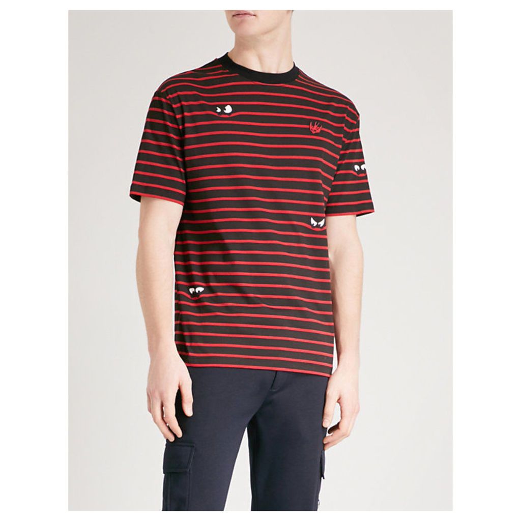 Stripe and eye-print cotton-jersey T-shirt