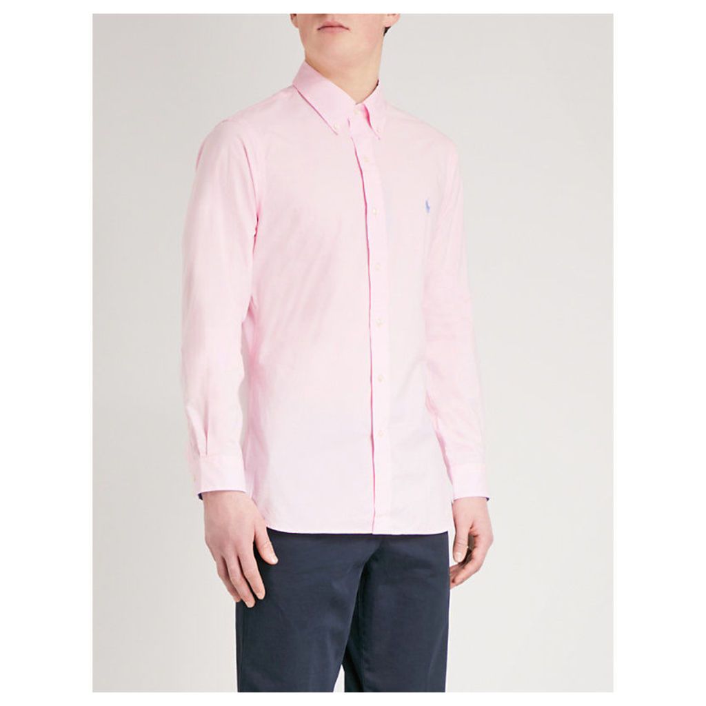 Logo-embroidered slim-fit cotton shirt