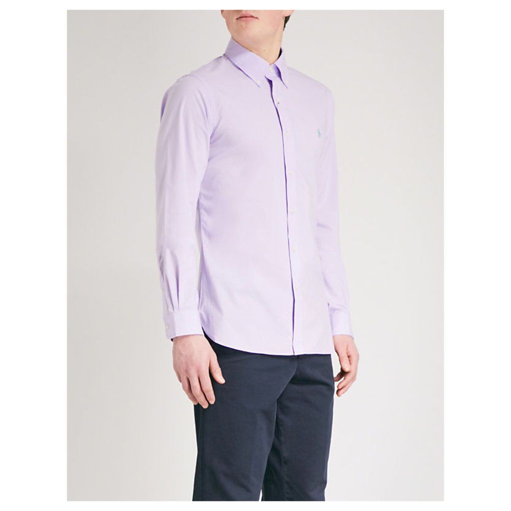 Logo-embroidered slim-fit cotton shirt