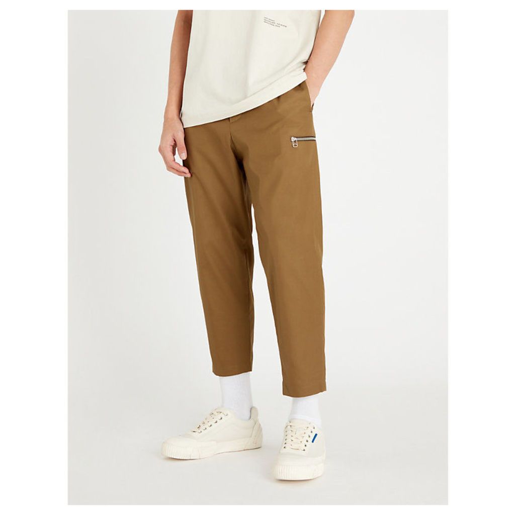 Relaxed-fit tapered cotton-twill trousers