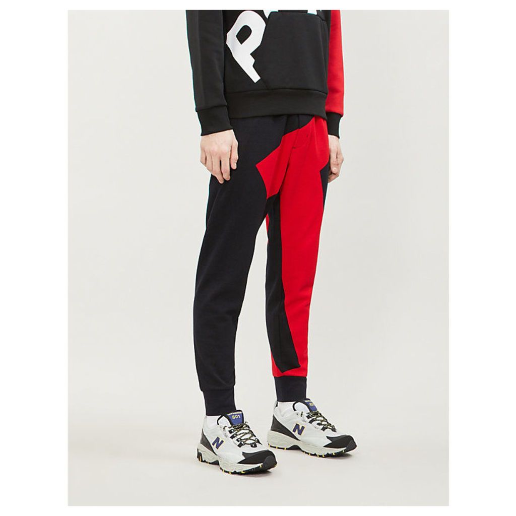 Graphic contrast-panel cotton-jersey jogging bottoms