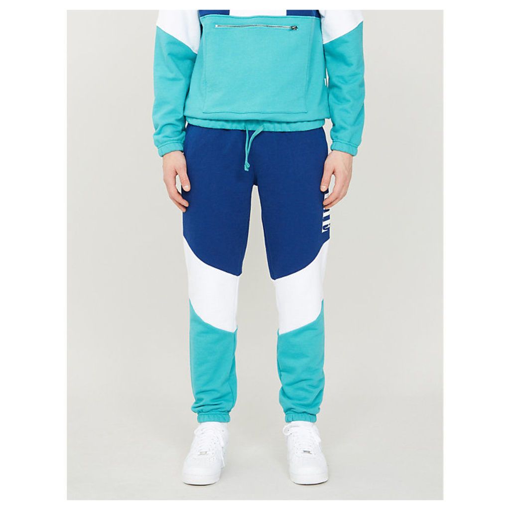 Colour block relaxed-fit cotton-jersey jogging bottoms