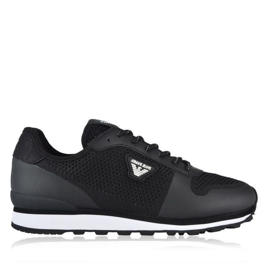 ARMANI JEANS Mesh Leather Low Top Trainers