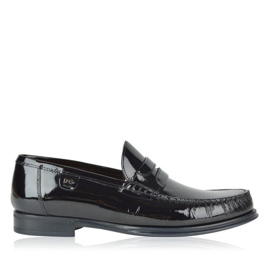 DOLCE AND GABBANA Patent Leather Penny Loafers