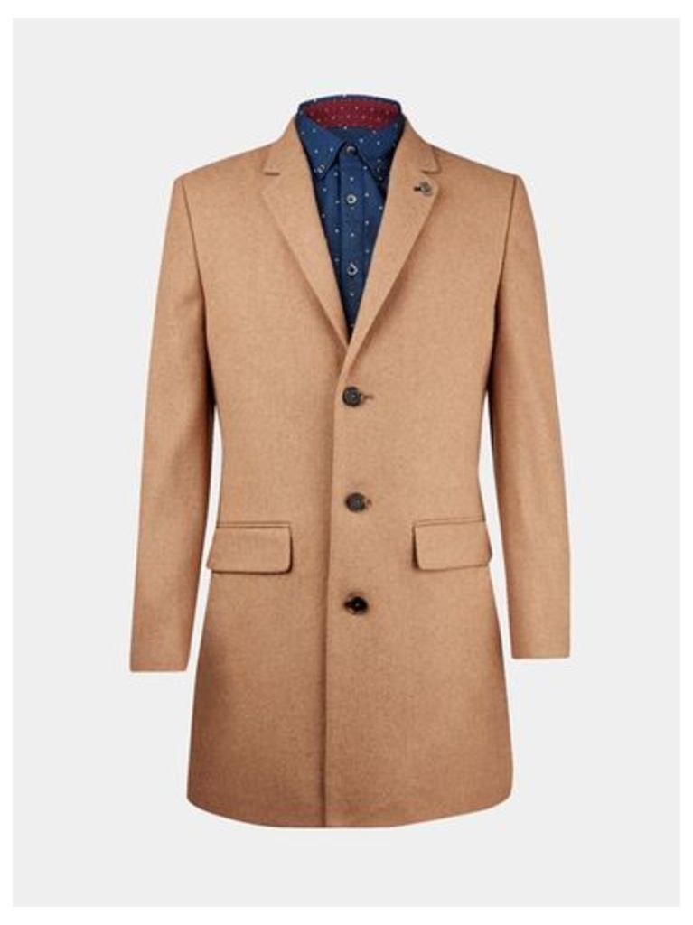 Mens Camel Wool Chesterfield Coat, CAMEL