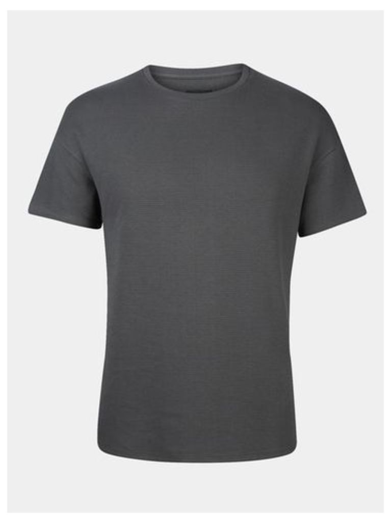 Mens Charcoal Waffle T-Shirt, Grey