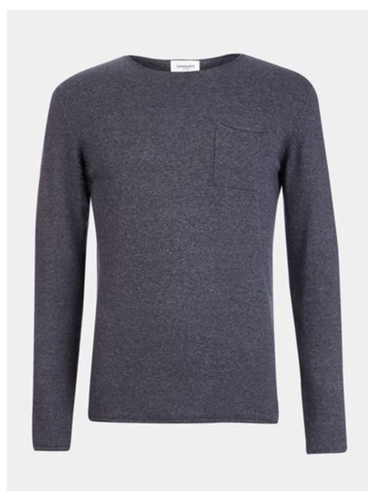 Mens Nowadays Navy Knitted Jumper*, Blue