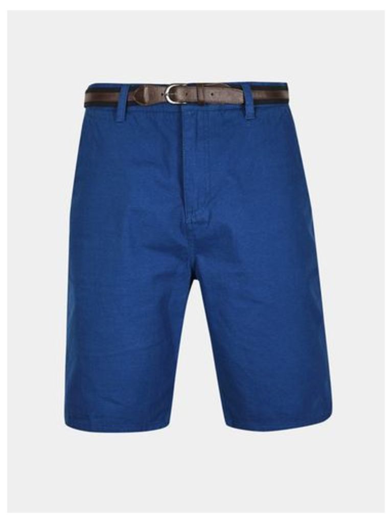 Mens Tokyo Laundry Mid Blue Shorts with Belt*, MID BLUE