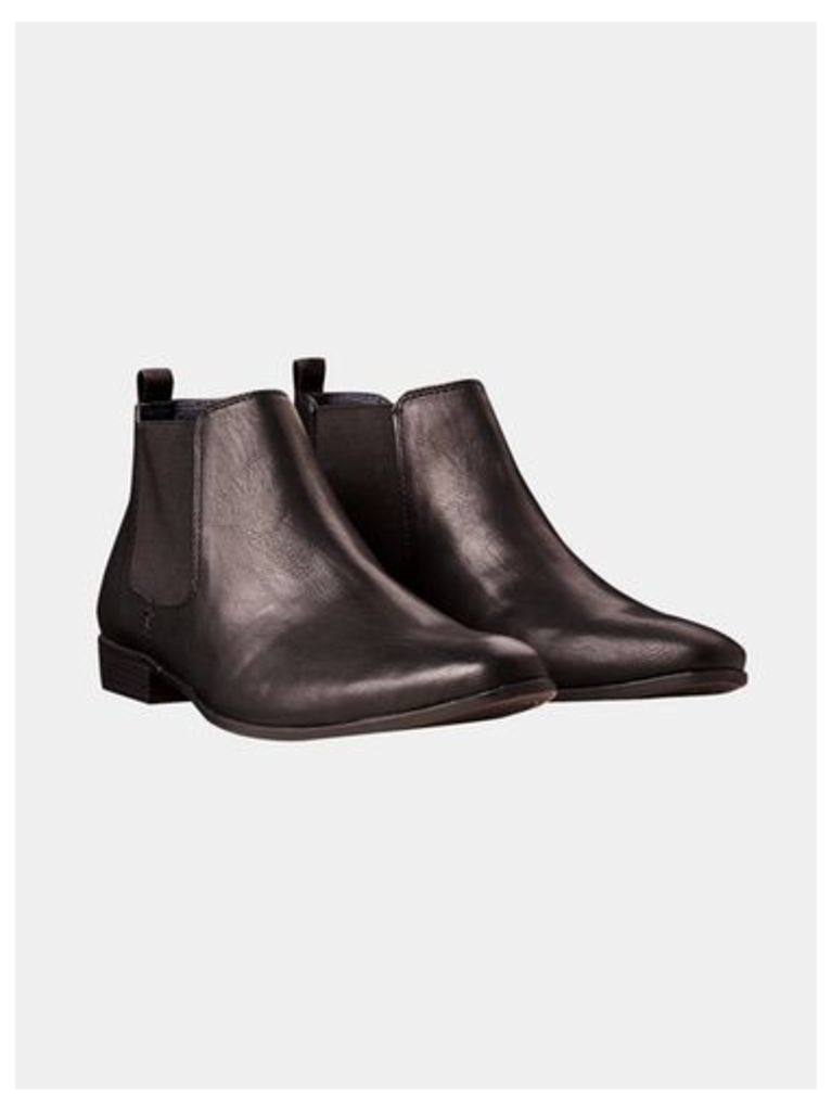 Mens Black Leather Look Chelsea Boots, Black