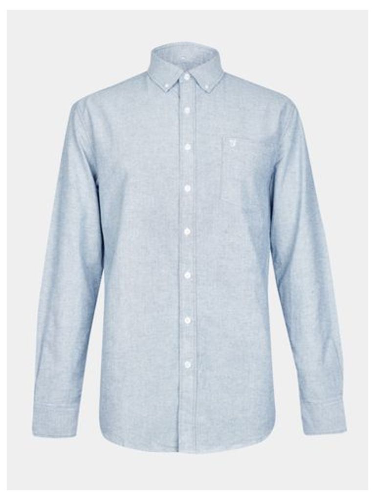 Mens Farah Blue Long Sleeve Oxford Shirt*, Blue